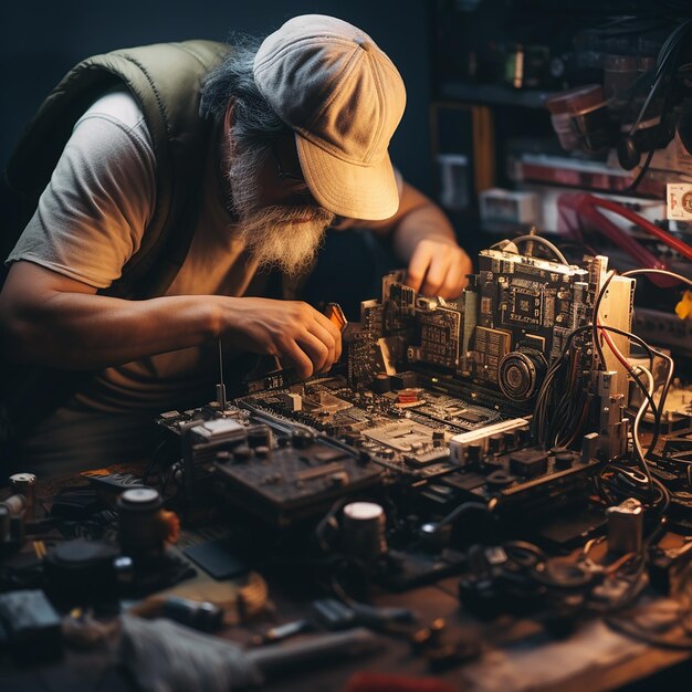 Un hábil reparador en el trabajo