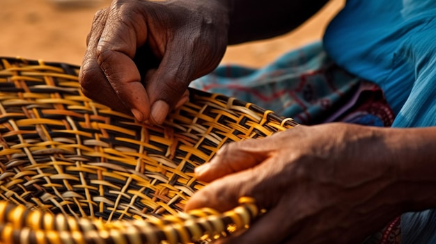 Habilidades de cestería africana.