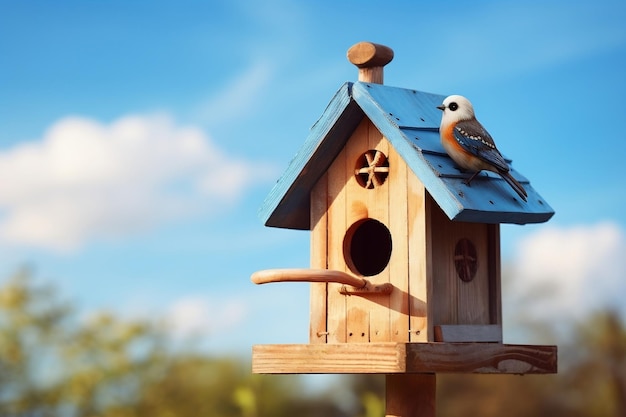 Habitação aviária com uma IA generativa de pássaro empoleirado