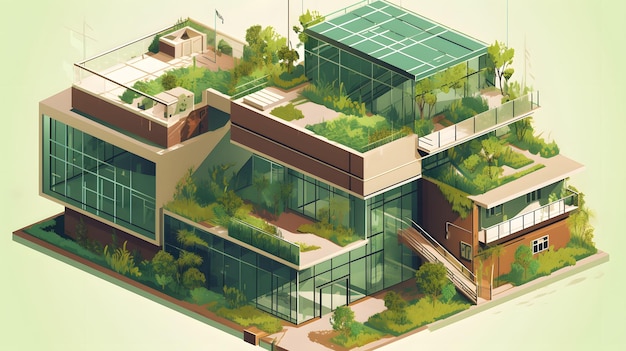 Habitação ecologicamente correta crescer casa ecologia plantas vivas sustentáveis IA generativa