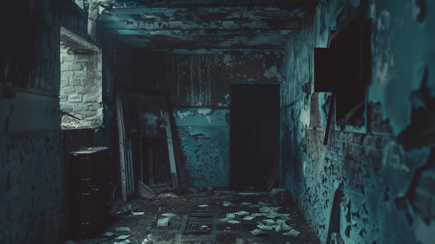 Una habitación abandonada con un escondite de dinero y contrabando en un bunker subterráneo