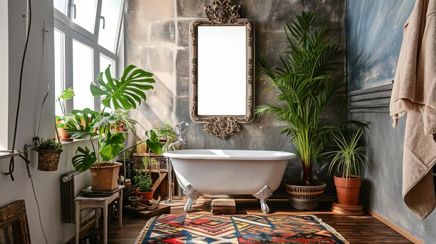 Habitación acogedora y cómoda con interior de estilo bohemio AI Generative