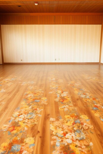 Foto una habitación con una alfombra que tiene un rompecabezas en él