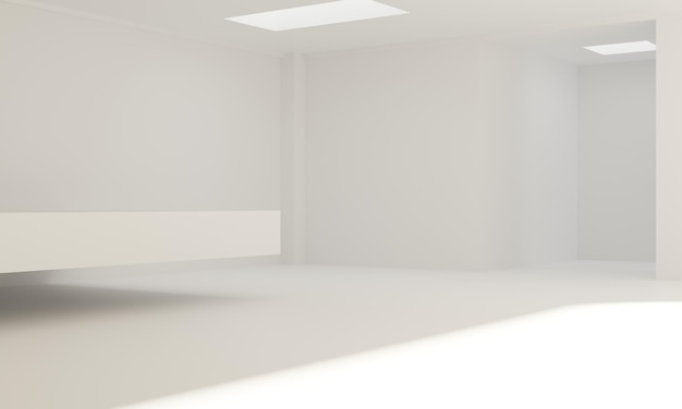 Habitación blanca minimalista con luz solar.