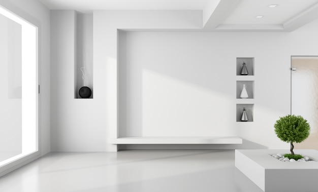 Habitación blanca minimalista