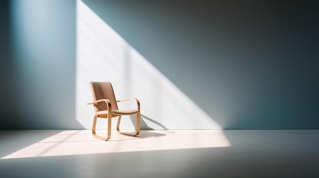 Una habitación blanca con una silla y una luz en la pared.