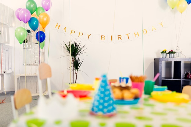 Habitación decorada en cumpleaños