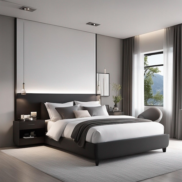 Una habitación doble moderna con sofá blanco imagen hd