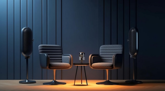 Una habitación con dos sillas y una mesa con una lámpara que dice 'lo mejor'