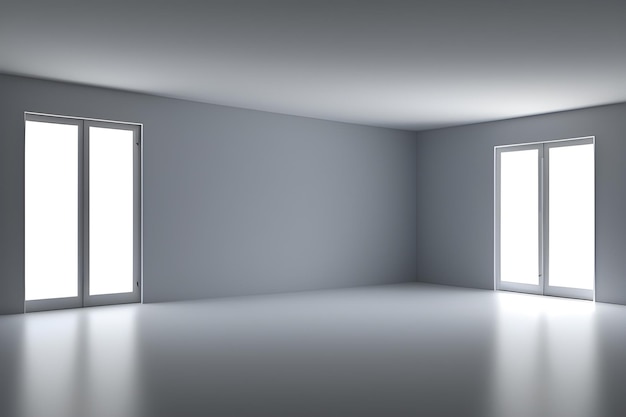 Una habitación con dos ventanas abiertas y una pared blanca por la que entra luz.