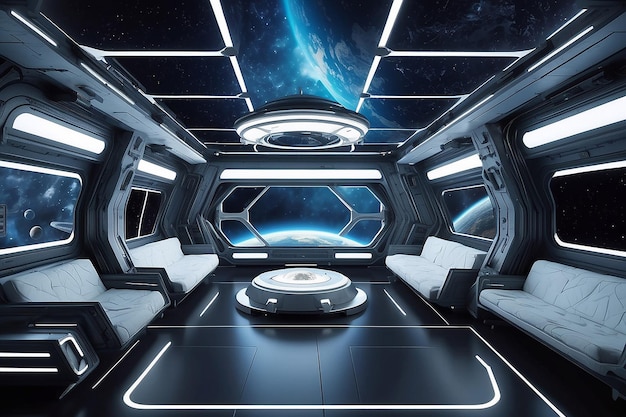 Foto la habitación de la estación espacial cósmica infunde un diseño de otro mundo