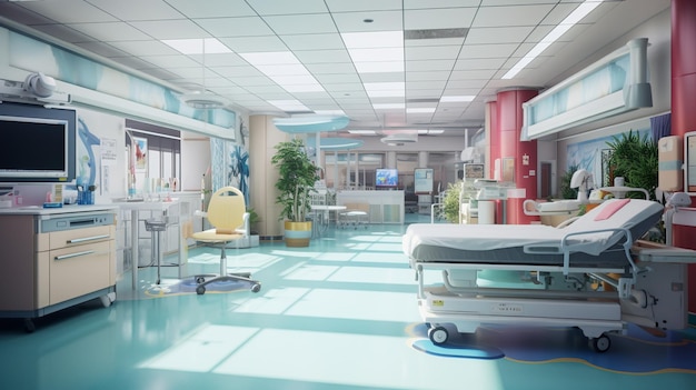 Foto una habitación en una foto de hospital.