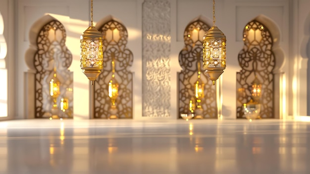 una habitación con un gran conjunto de luces y una puerta grande con una luz en ella