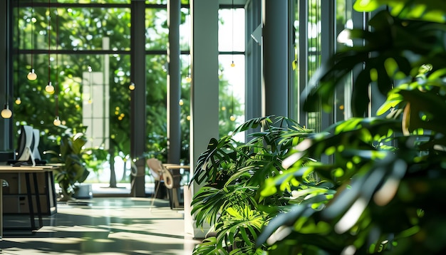 Foto una habitación grande con muchas plantas y algunas sillas