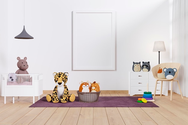 Habitación infantil renderizada en 3d con juguetes