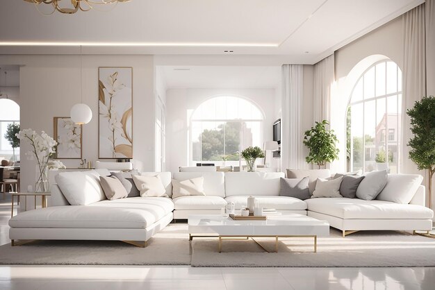 Habitación interior de lujo con blanco