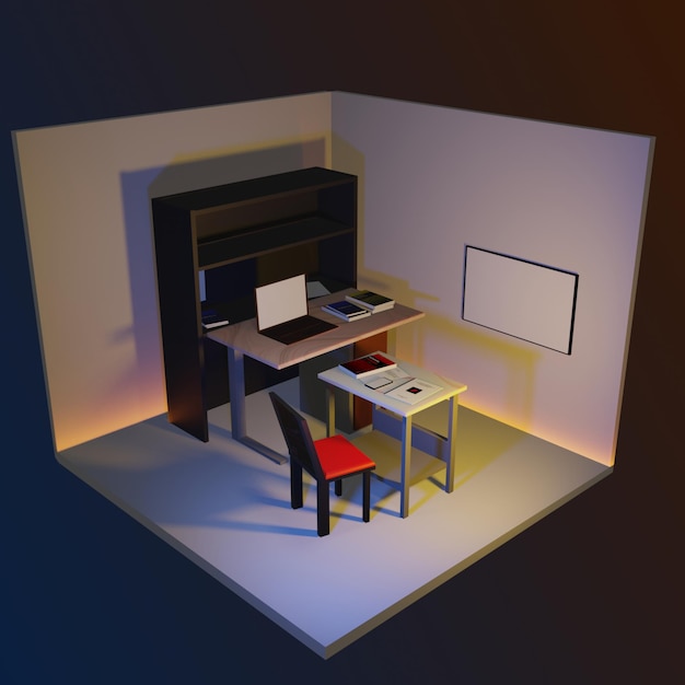 Foto habitación isométrica en 3d