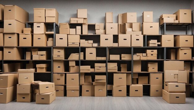Foto una habitación llena de cajas de cartón