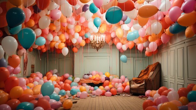 Una habitación llena de globos