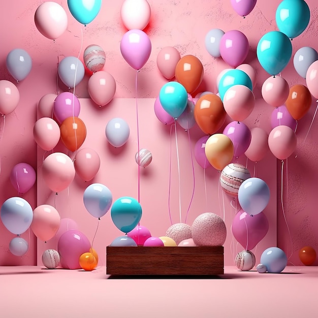 una habitación llena de globos