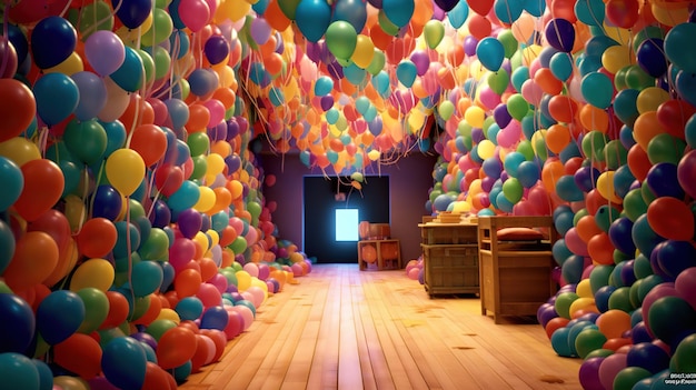 Foto una habitación llena de globos