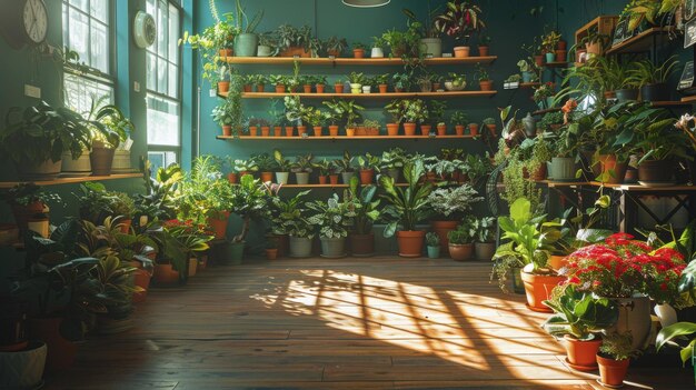 Una habitación llena de plantas en maceta