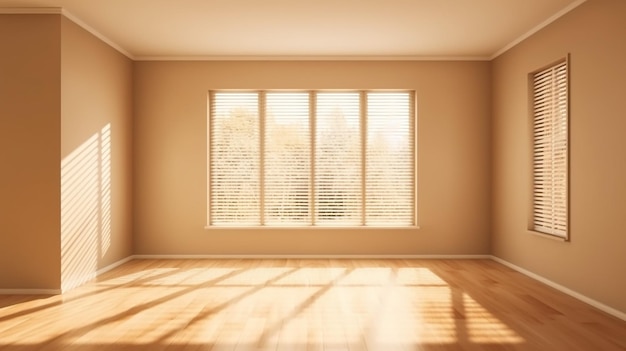 Habitación de lujo vacía con pared marrón beige ventana blanca IA generativa