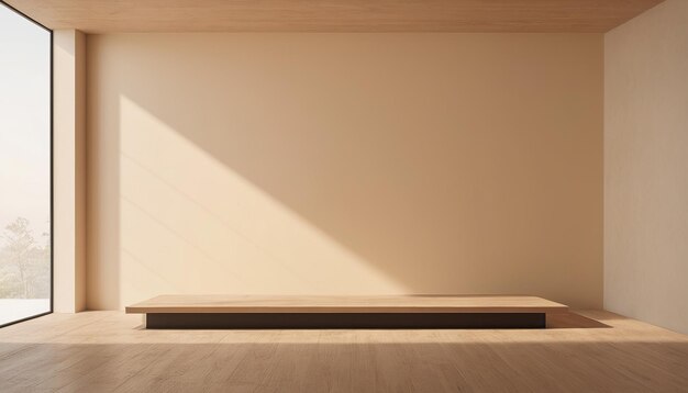 una habitación con una luz en la pared y un piso de madera