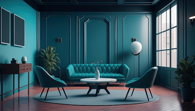 Habitación moderna vacía con muebles ilustración de arte digital AI generativa