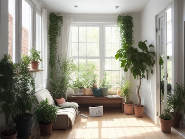 Una habitación con muchas plantas.