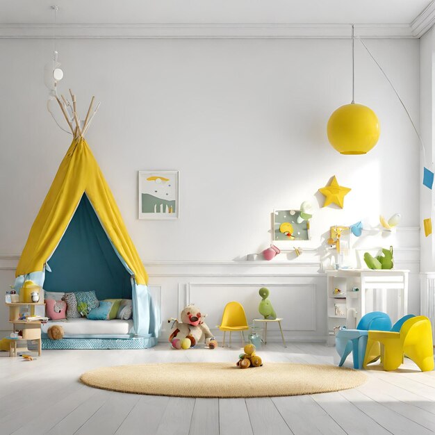 Habitación para niños con fondo blanco