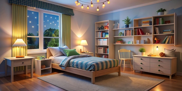 Habitación para niños Lámpara de noche Luminaria de cama Libros para adolescentes