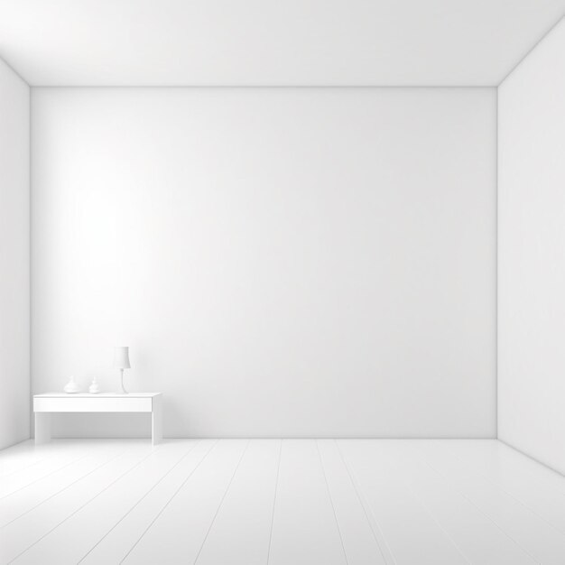 Foto una habitación con una pared blanca y un estante blanco con una caja blanca encima