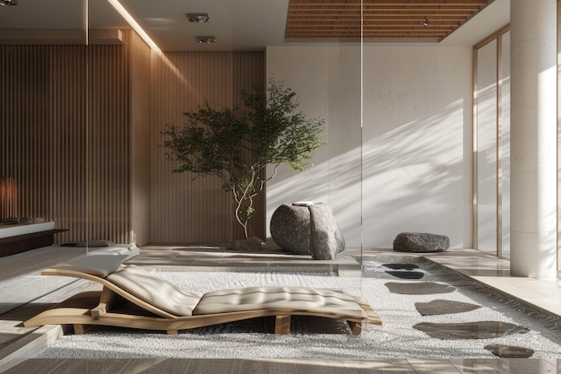 Una habitación con una pared blanca y un sofá bronceado