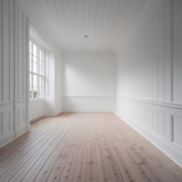 Una habitación con piso de madera y una ventana que dice "nadie".