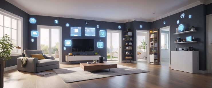 una habitación con un TV y un estante con un TV en él
