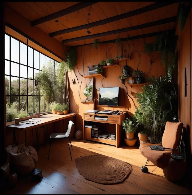 Una habitación con tv y suelo de madera.