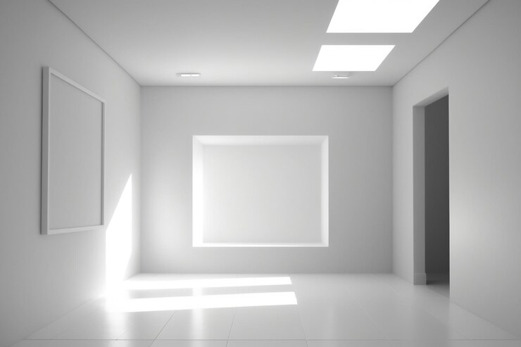 Habitación vacía blanca contemporánea sin muebles Ai generativo.