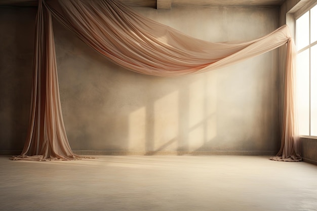 Foto habitación vacía con cortinas y fondo interior para una atmósfera elegante y acogedora