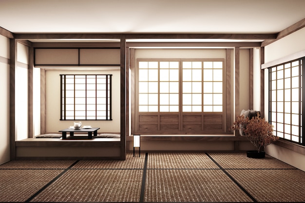 Foto habitación vacía de estilo japonés