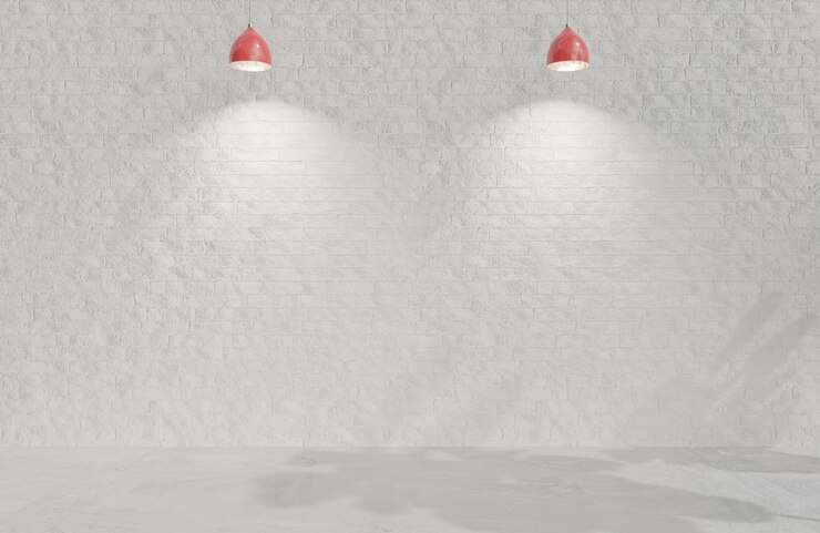 Habitación vacía estilo minimalista de pared de ladrillo blanco.