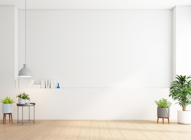 Habitación vacía de estilo minimalista con paredes blancas y piso de madera 3d renderizado