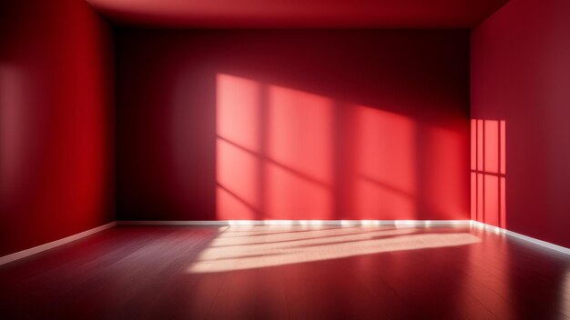 Habitación vacía con la luz del sol entrando por la ventana paredes modernas y piso de madera