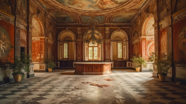 La habitación vacía del palacio del gran hotel.