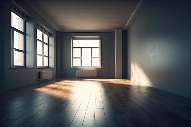 Una habitación vacía con una ventana y un radiador