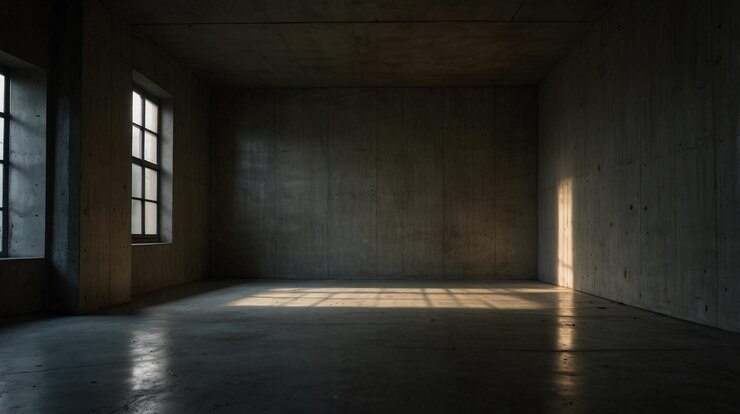 una habitación con una ventana que tiene el sol brillando a través de ella