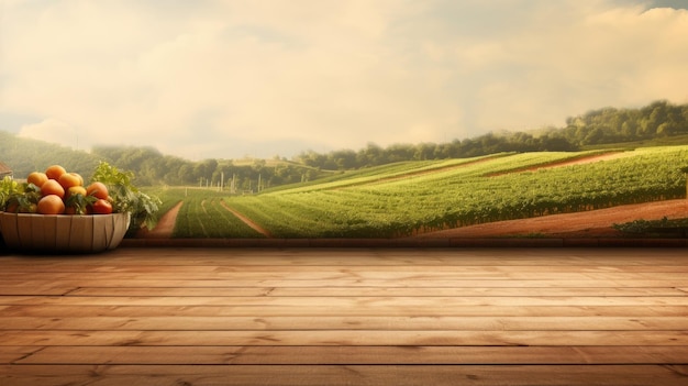 Una habitación con vista a un campo de cultivo.