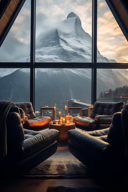 Una habitación con vistas al cervino en suiza