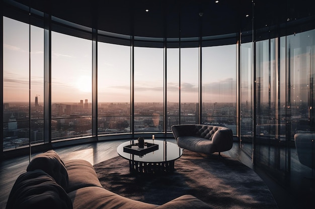 Una habitación con vistas a la ciudad de Londres.