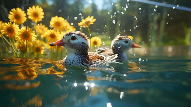 Habitat aquático de pássaro de água do pato Fotografia de alta definição papel de parede criativo